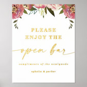 オフィーリア エレガント オープン バー リアル フォイル ウェディング サイン (正面)