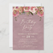 オフェリアコテージコアピンクフローラ誕生日パーティー 招待状 (正面)