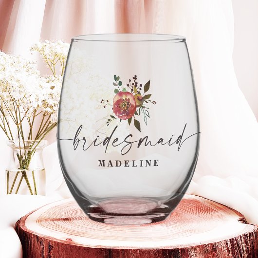 オフェリアコテージコーレダスティピンクフローラブライデスメイド ステムなしワイングラス