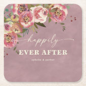 オフェリアコテージコーレダスティピンク結婚フローラ スクエアペーパーコースター (正面)