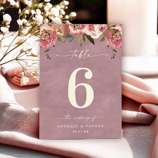 オフェリアコテージコーレダスティピンク結婚フローラ テーブルナンバー