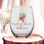 オフェリアコテージダスティピンクフローラメイド・オブ・オーナー(花嫁付き添い人) ステムなしワイングラス