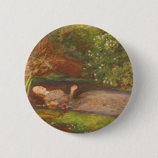 オフェリアバイミラリスヴィンテージビクトリアンファインアート 缶バッジ (正面)