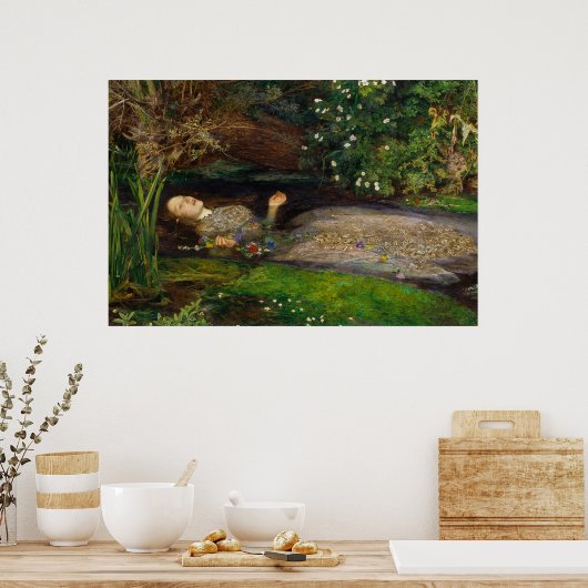 オフェリアc.1852年Sir John Everett Millais著 ポスター (キッチン)