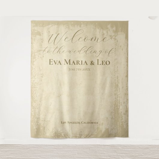 オフエレガントホワイトエグランジッジ歓迎結婚の タペストリー (正面)