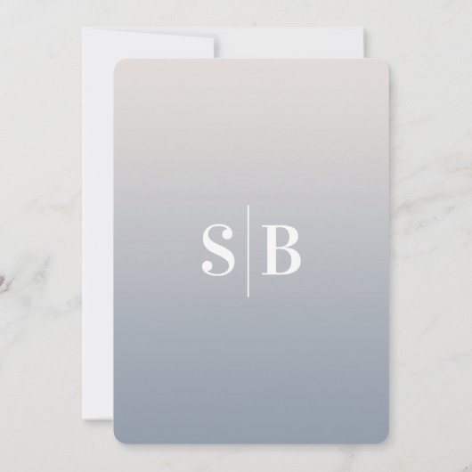 オフエレガントホワグラデーションイトと埃っぽいブルーブライダルシャワー 招待状 (裏面)