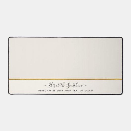 オフエレガントミニマルホワイトループ金ゴールド追加の名前 デスクマット (正面)