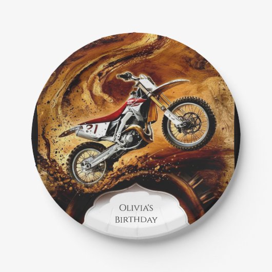 オフカラフルロードキッズバイク誕生日 ペーパープレート (正面)