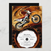 オフカラフルロードキッズバイク誕生日 招待状 (正面/裏面)