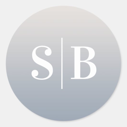 オフグラデーションモノグラムのホワイトと埃の多いブルー結婚ズ ラウンドシール (正面)