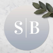 オフグラデーションモノグラムのホワイトと埃の多いブルー結婚ズ ラウンドシール