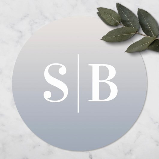 オフグラデーションモノグラムのホワイトと埃の多いブルー結婚ズ ラウンドシール