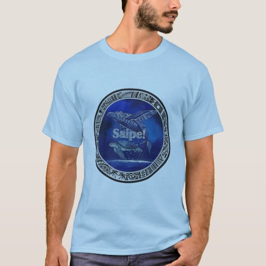 オフグリッドの太平洋の島のクジラ・カメ Tシャツ (正面)