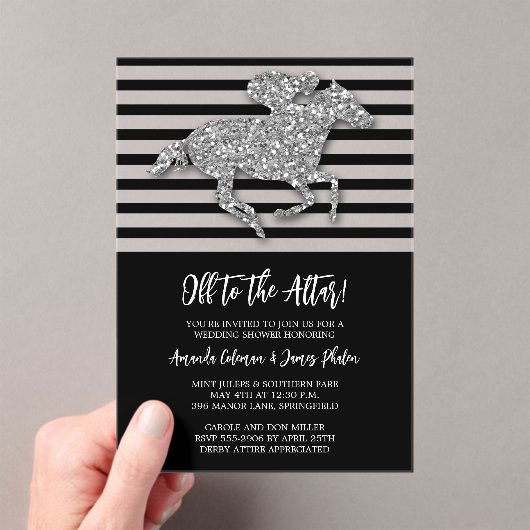 オフザディザーダービーホースブライダルシャワー アクリル招待状 (インサイチュ (ポータブル))