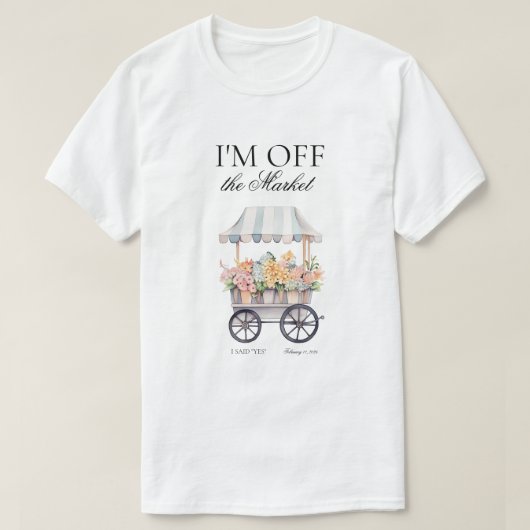 オフザマーケットウォーターカラーフラワーカート婚約 Tシャツ (デザイン正面)