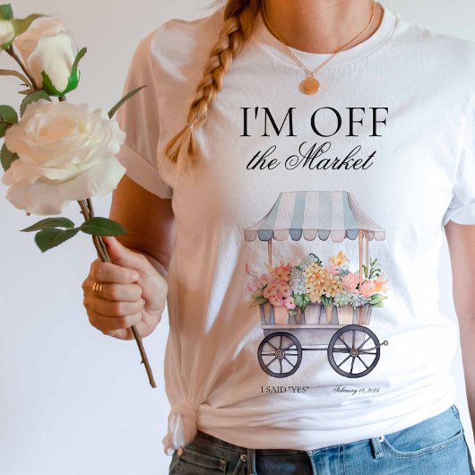 オフザマーケットウォーターカラーフラワーカート婚約 Tシャツ