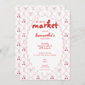 オフザマーケットコケットボウさくらんぼブライダルシャワー 招待状 (正面/裏面)
