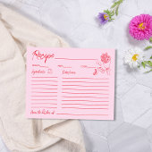 オフザマーケットピンクレッドブライダルシャワーレシピカード