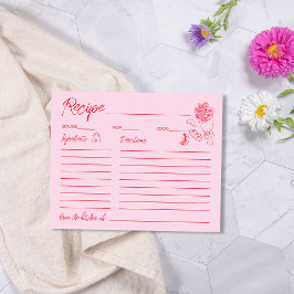 オフザマーケットピンクレッドブライダルシャワーレシピカード
