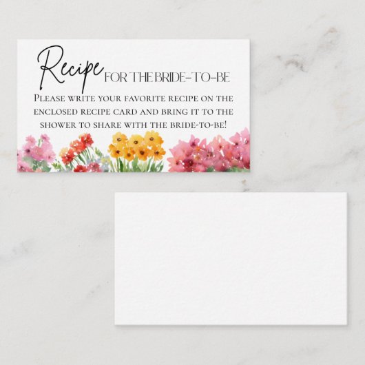 オフザマーケットフローラショップブライダルシャワーレシピ エンクロージャーカード (正面/裏面)