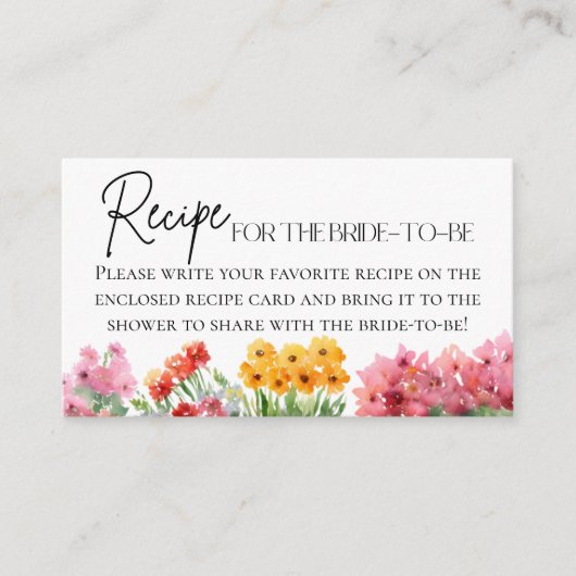 オフザマーケットフローラショップブライダルシャワーレシピ エンクロージャーカード (正面)