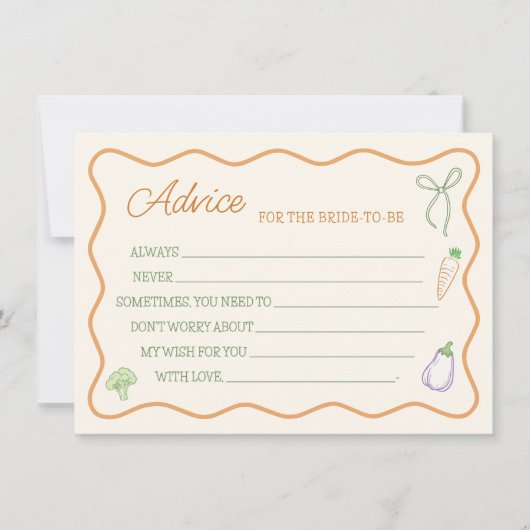 オフザマーケットブライダルシャワーアドバイスカード 招待状 (正面)