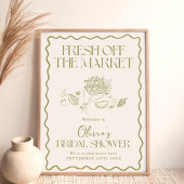 オフザマーケットブライダルシャワーウェルカムサイン18x24インチ ポスター