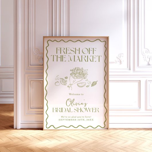 オフザマーケットブライダルシャワーウェルカムサイン24x36" ポスター