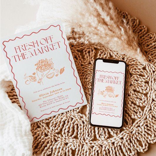 オフザマーケットブライダルシャワー、ファーマーズマーケット 招待状