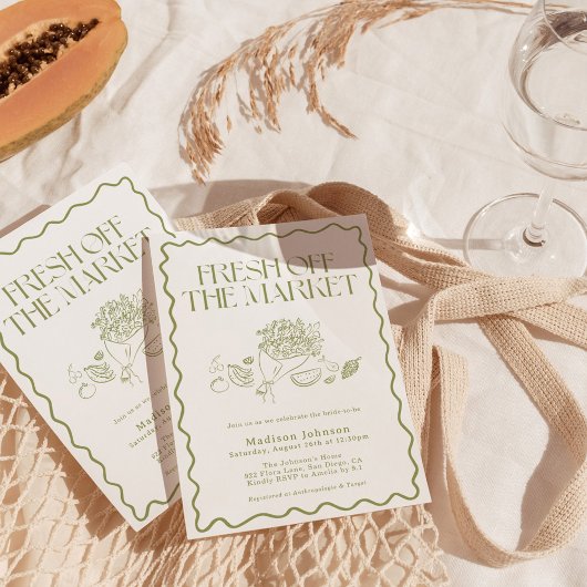 オフザマーケットブライダルシャワー、ファーマーズマーケット 招待状