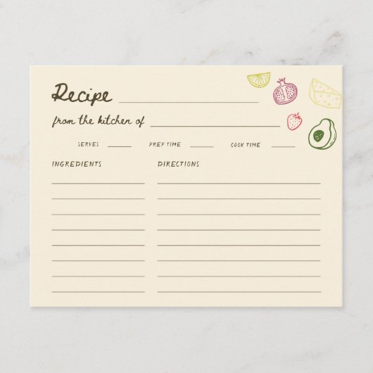 オフザマーケット手描きブライダルシャワーレシピ エンクロージャーカード (正面)