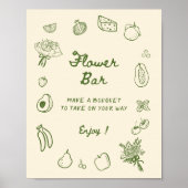 オフザマーケット緑の手描き花のバー ポスター (正面)