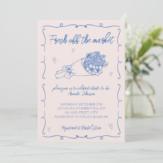 オフザマーケット花手描きブライダルシャワー 招待状 (スタンド正面)