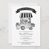 オフザマーケット黒落書きブライダルシャワー 招待状 (正面)