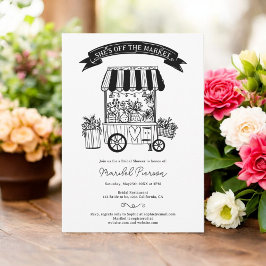 オフザマーケット黒落書きブライダルシャワー 招待状