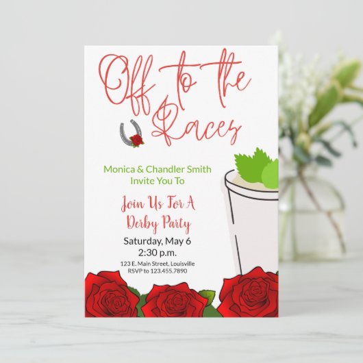 オフザレースホースレーシングパーティー赤バラ 招待状 (スタンド正面)