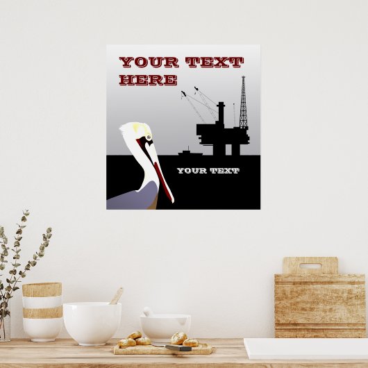 オフショア油とペリカンポスターテンプレート ポスター (キッチン)