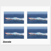 オフショア・パワーボート・レーサー 長方形シール (シート)