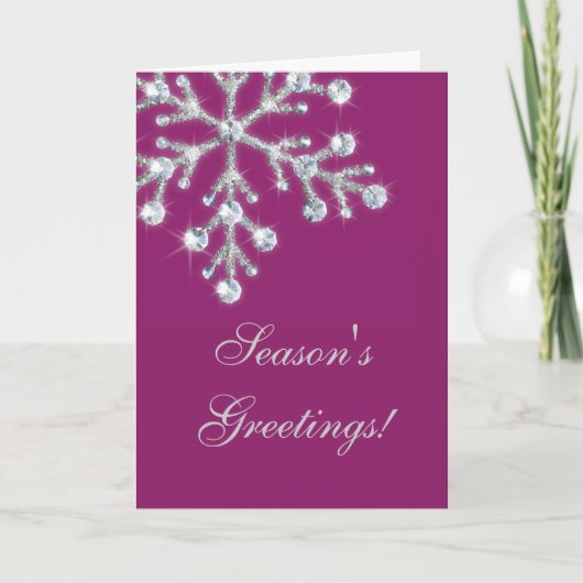オフセットの水晶雪片の休日カード(マゼンタ) シーズンカード (正面)