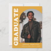 オフセットアーチイエロー – オレンジ4フォト卒業 案内状 (正面)