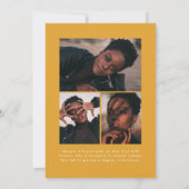 オフセットアーチイエロー – オレンジ4フォト卒業 案内状 (裏面)