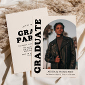 オフセットアーチクリームフォト卒業パーティー 招待状