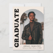 オフセットアーチクリームフォト卒業パーティー 招待状 (正面)