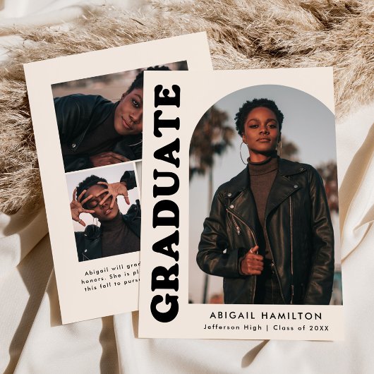 オフセットアーチクリーム4写真卒業 案内状