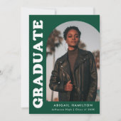 オフセットアーチグリーン4フォト卒業 案内状 (正面)