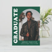 オフセットアーチグリーン4フォト卒業 案内状 (スタンド正面)