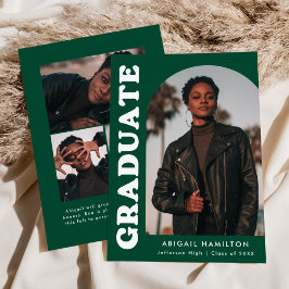 オフセットアーチグリーン4フォト卒業 案内状