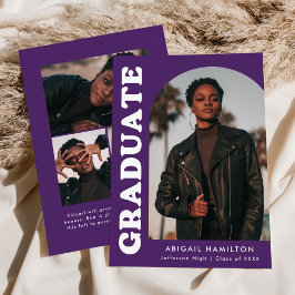 オフセットアーチパープル4フォト卒業 案内状