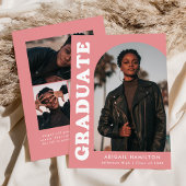 オフセットアーチピンク4フォト卒業 案内状