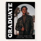 オフセットアーチブラックフォト卒業ゲストブック ノートブック (正面)